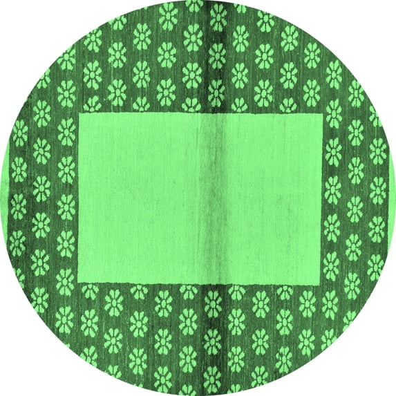 Ahgly Company Indoor Round Abstract Emerald Green Modern Area Rugs, 6' Round