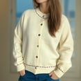 thumbnail image 6 of Womens Crewneck Knit Shirts Casual Cardigans Sweaters Classic Button Open Front Long Sleeve Jackets, 6 of 8