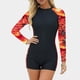 thumbnail image 2 of TaTaai Women Full Zip Long Sleeve One Piece Surfing Wetsuit Printed Modest Diving Swimsuit Stretch Ladies Beach Sports Vacation Wear UV Protection Comfortable Swimwear Gift, 2 of 7