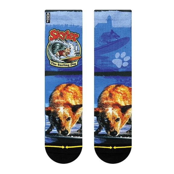 Skyler the Surfing Dog Crew Sock