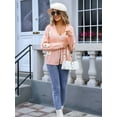 thumbnail image 3 of Womens Ribbed Knit Cardigan Slouchy Flower Graphic Button-Up Jacquard Knitted Sweater Coat Pink XL, 3 of 8