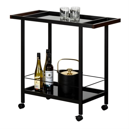 Pemberly Row Contemporary Metal Bar Cart in Black | Walmart Canada