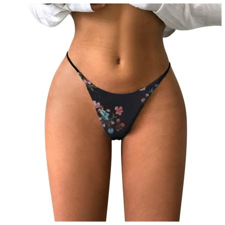 

Lingerie For Women Printed Underpants Comfort Low-Rise Soft T-Back Panties
