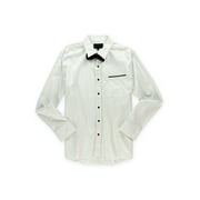 No Retreat Mens Taylor W Bow Tie Button Up Shirt, White, X-Large