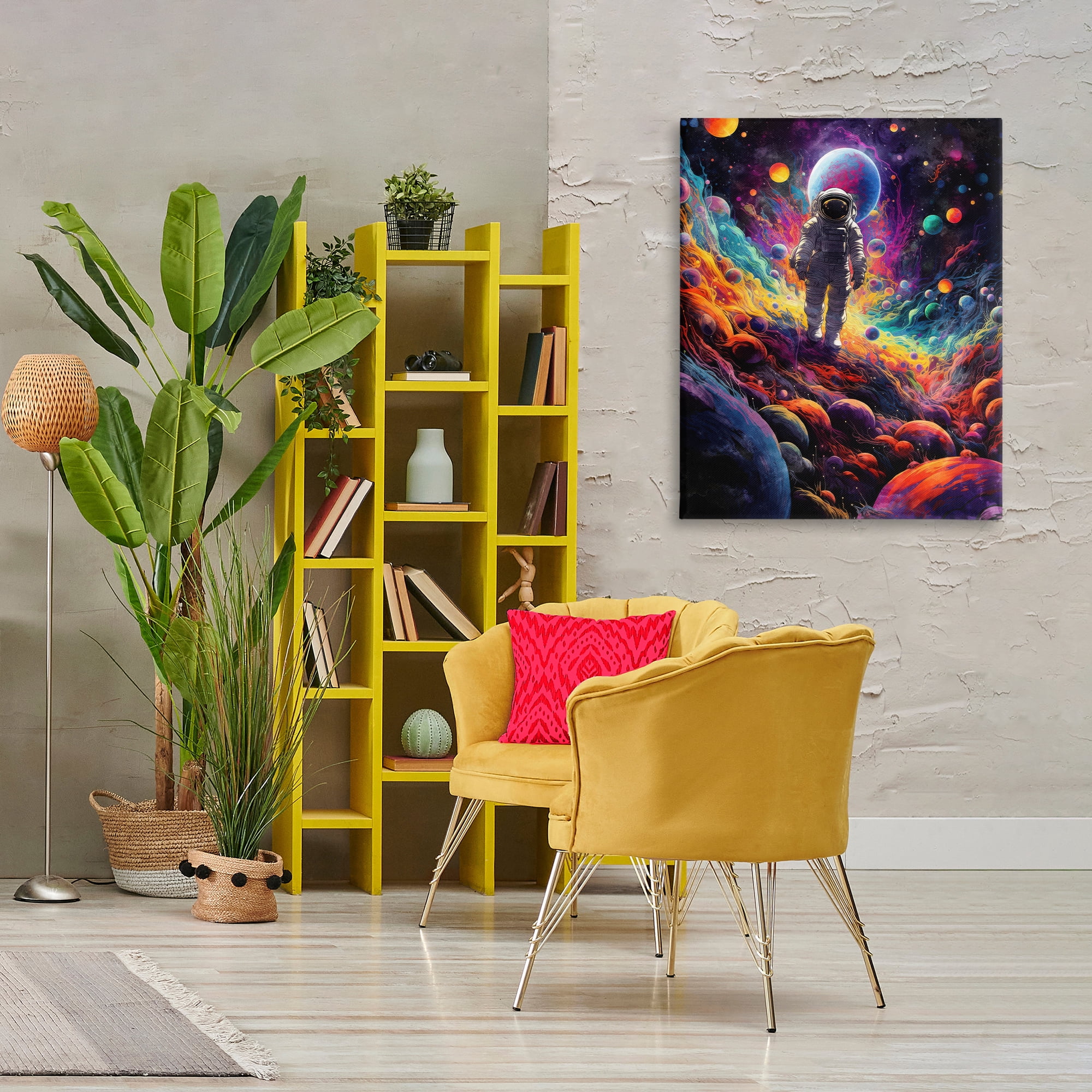 Stupell Industries Stepping on Space Terrain Astrology & Stars Painting Wrapped Canvas Art Print Wall Art, 30 x 40