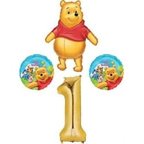 Winnie the Pooh 1st Birthday Party Balloon Bundle, for 1 Year Old Birthday
