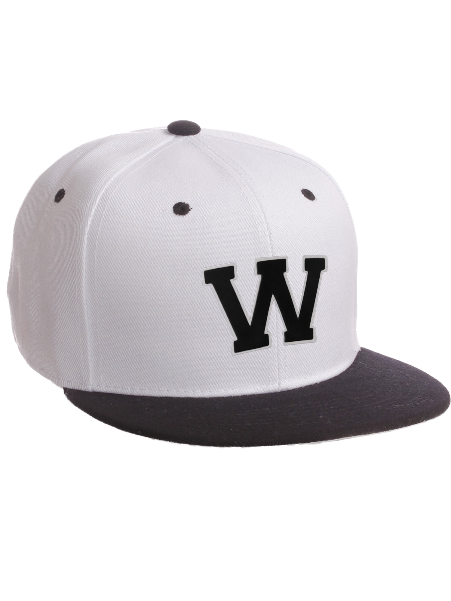 Classic Snapback Hat Custom A to Z Initial Letters, White Black Cap ...
