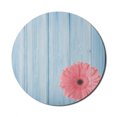 thumbnail image 1 of Rustic Mouse Pad for Computers, Retro Flower on the Vertical Soft Pastel Colored Oak Planks Rustic Backdrop Image, Round Non-Slip Thick Rubber Modern Mousepad, 8" Round, Blue Pink, by Ambesonne, 1 of 2