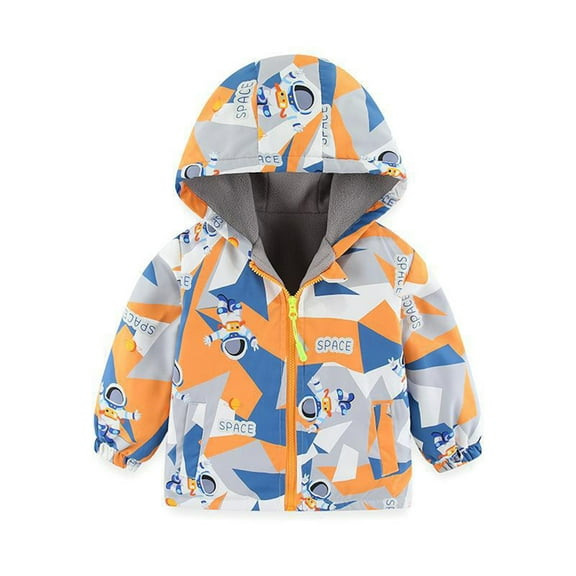 XBASW Toddler Kids Fleece Jacket Hooded Raincoat Baby Waterproof Coats Zipper Thick Warm Outerwear for Boys Girls 1-6 Years