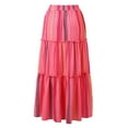 thumbnail image 4 of Women's Floral Print Boho Maxi Skirt Elastic High Waist, Pleated Ruffle, Flowy Long Skirt, Polyester, Suitable for Outings, 4 of 6