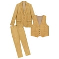 thumbnail image 2 of Zaldita Men's Formal 3 Pieces Suit Wedding Gentleman Outfit One-Button Blazer Vest Pants Set Khaki XXL, 2 of 7