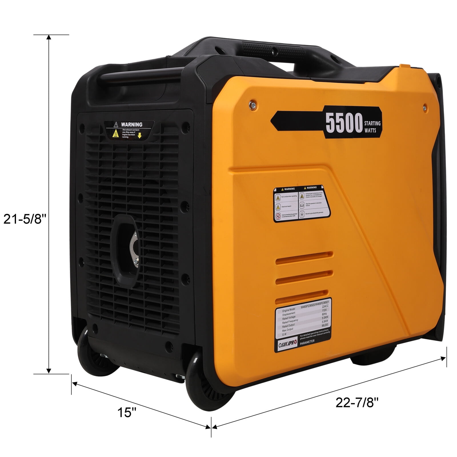 5500W Super Quiet Portable Inverter Generator with Remote Start & Electric Ignition, Foldable Handle & Wheels, 224cc EPA Certified for Home Backup, RV Camping & Power Tools