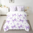 thumbnail image 2 of Manfei Cartoon Bow Tie 7pcs Bedding Comforter Set,Girl Bowknot Ribbon Queen Bedding Sets,Merry Christmas Snowflake Queen Sheet Sets For Teens,Luxury Bedroom Decor Reversible, 2 of 8