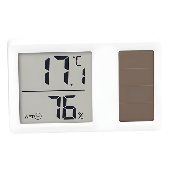 Thermometer Hygrometer, Digital LCD, Solar Power, High Precision, for Home,Baby Room,Office, Temperature Humidity Monitoring