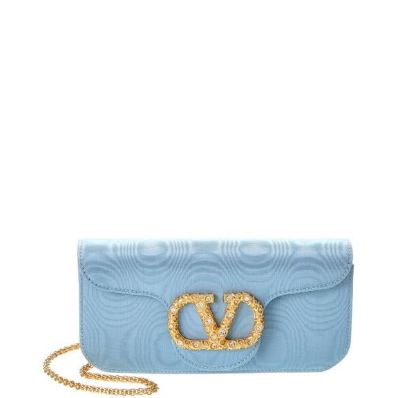 Valentino VLogo Loco Grosgrain Clutch, Blue