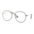 thumbnail image 3 of 90s Large Round Optical Quality Metal Rim Blue Light Flitering Computer Glasses Yellow Gold Black, 3 of 4