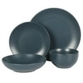 thumbnail image 5 of Gibson Home Queenslane 16 Piece Double Bowl Plates and Bowls Dinnerware Sets - Matte Blue, 5 of 6