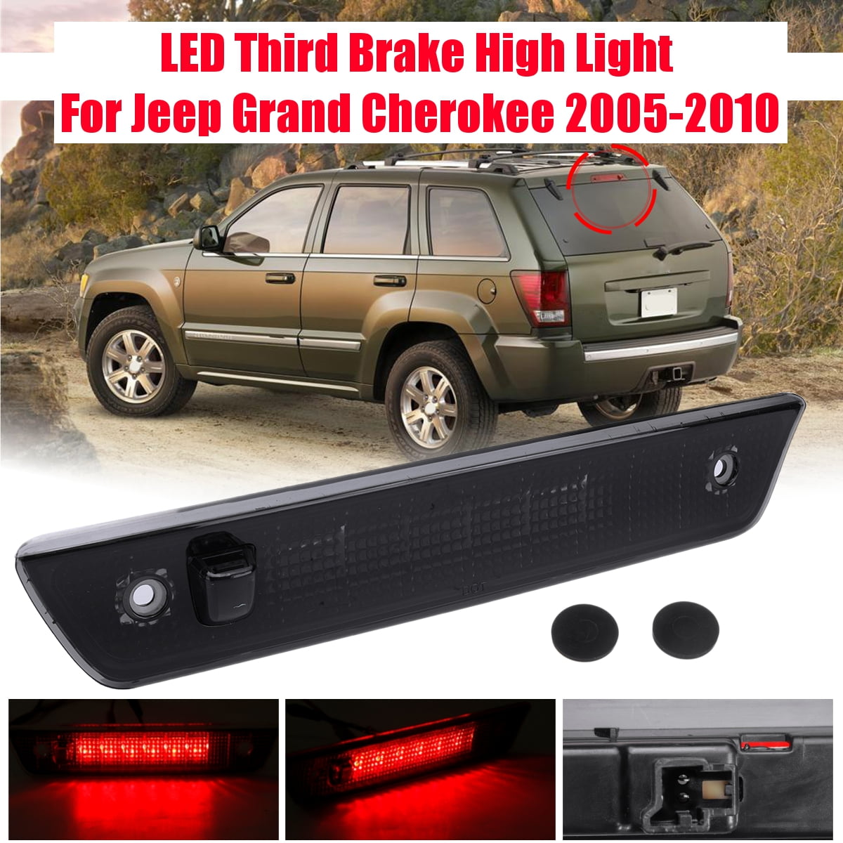 Car High Mount LED 3rd Brake Light Lamp Fit For Jeep Grand Cherokee Smoke
