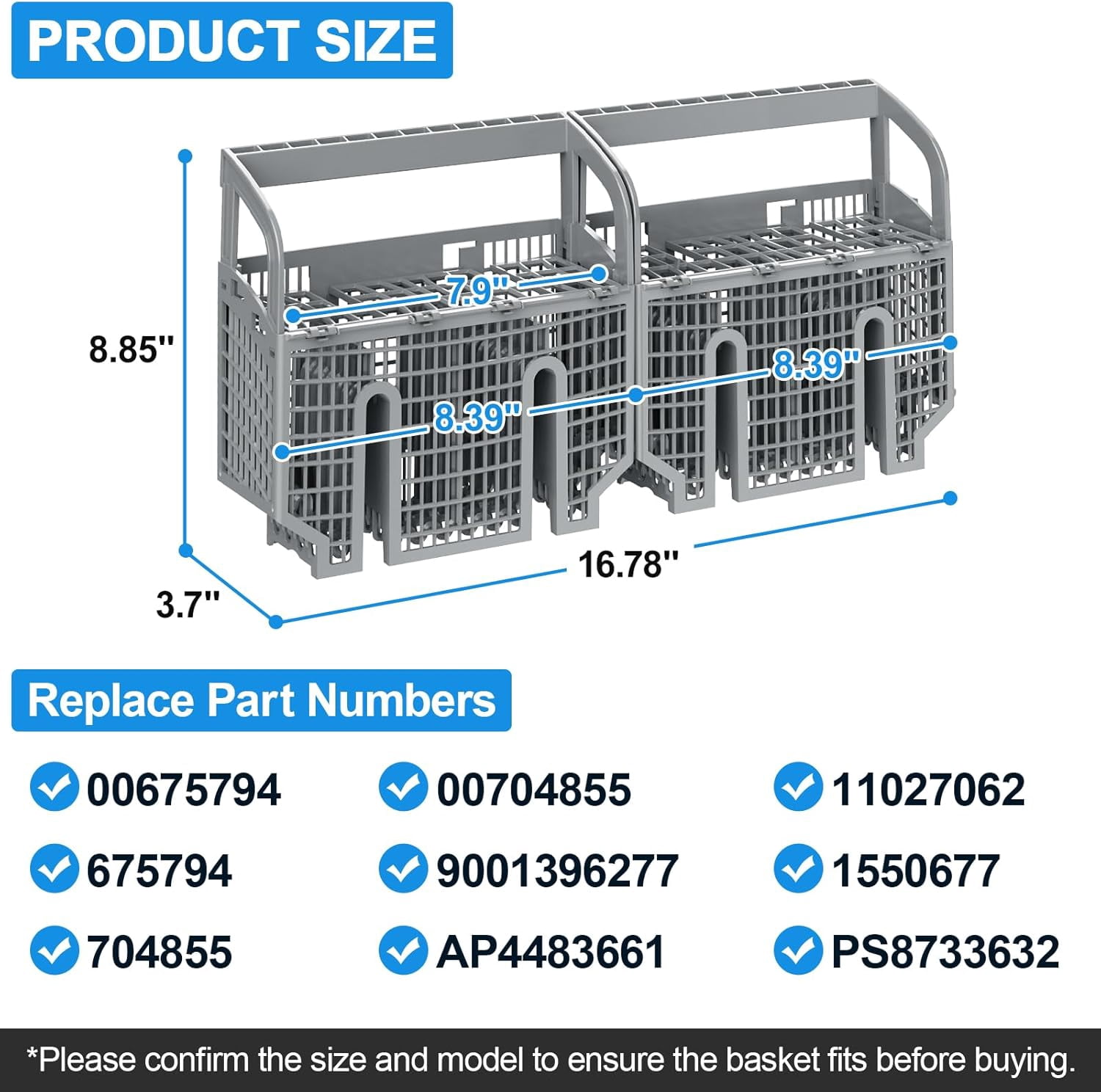 UPGRADED Dishwasher Silverware Basket Compatible Cutlery Basket Utensil Rack Holder,Replaces 704855 00704855 9001396277