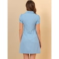 thumbnail image 3 of INSPIRE CHIC Vestido Camisero De Mezclilla De Manga Corta Con Solapa Completa Y Cuello En V Para Mujer Azul L, 3 of 5