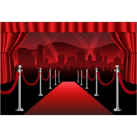 Image of ABPHOTO Polyester Red Carpet Themed 7x5ft red curtain background