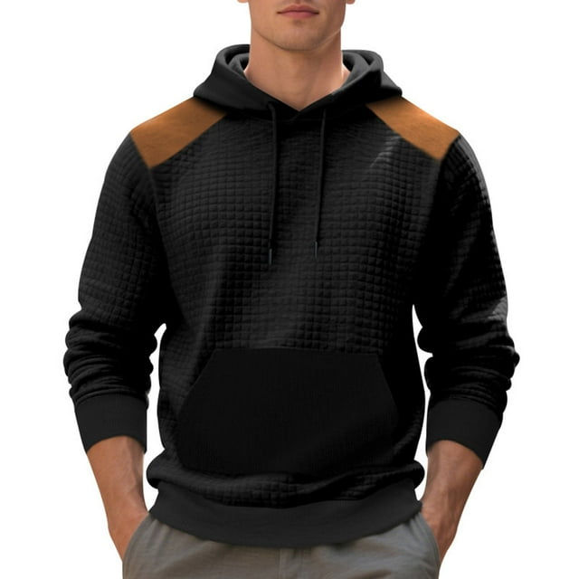 asjyhkr Chandails à Capuchon pour Hommes à Capuche avec Cordon de Serrage Manches Longues Chandail Décontracté Respirant Mode Randonnée Extérieur Vacances Chandails en Molleton avec Poches