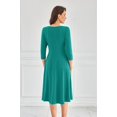thumbnail image 4 of Vestido casual GRACE KARIN en forma de A Swing S, manga 3/4, color verde lago, 4 of 6
