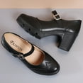 thumbnail image 5 of DADAWEN Chunky Mid-Heel Platform Mary Jane Pumps for Women Square Toe Oxfords Dress Shoes Black 7 US, 5 of 6