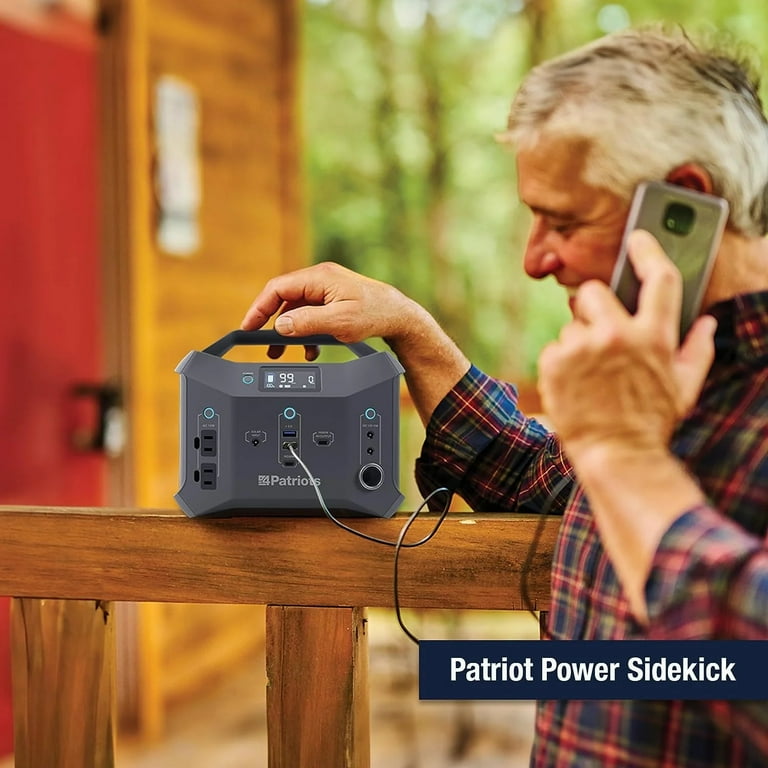4Patriots Patriot Power Sidekick Solar Generator, 300wH Portable Power  Station with 40 Watt Solar Panel, AC Fast Charging in 5 Hours, Dual 110V AC  Outlets, Only 8 Lbs - Walmart.com
