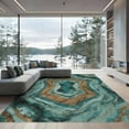 thumbnail image 2 of ODIKA 8'x10' Ultra-Soft Area Rug, Turquoise Teal Orange Inspired Concentric Flowing Motifs Beige None Washable, Bare feet friendly, Silk-Touch for Bedroom, Under Sectional, 2 of 7