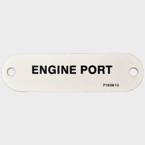 Marquis Boat Label Tag 7160910 | Engine Port White Plastic