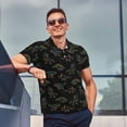 thumbnail image 3 of Kdxio Neon Dinosaur Print Men's Short Sleeve Polo Shirt,Midweight Men's Shirt, 3 of 6