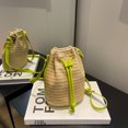 thumbnail image 2 of Bolso de mujer Cubo Bolso de paja informal Tejido Hobo Monederos Playa Verde Wdftyju Para Estrenar, 2 of 4