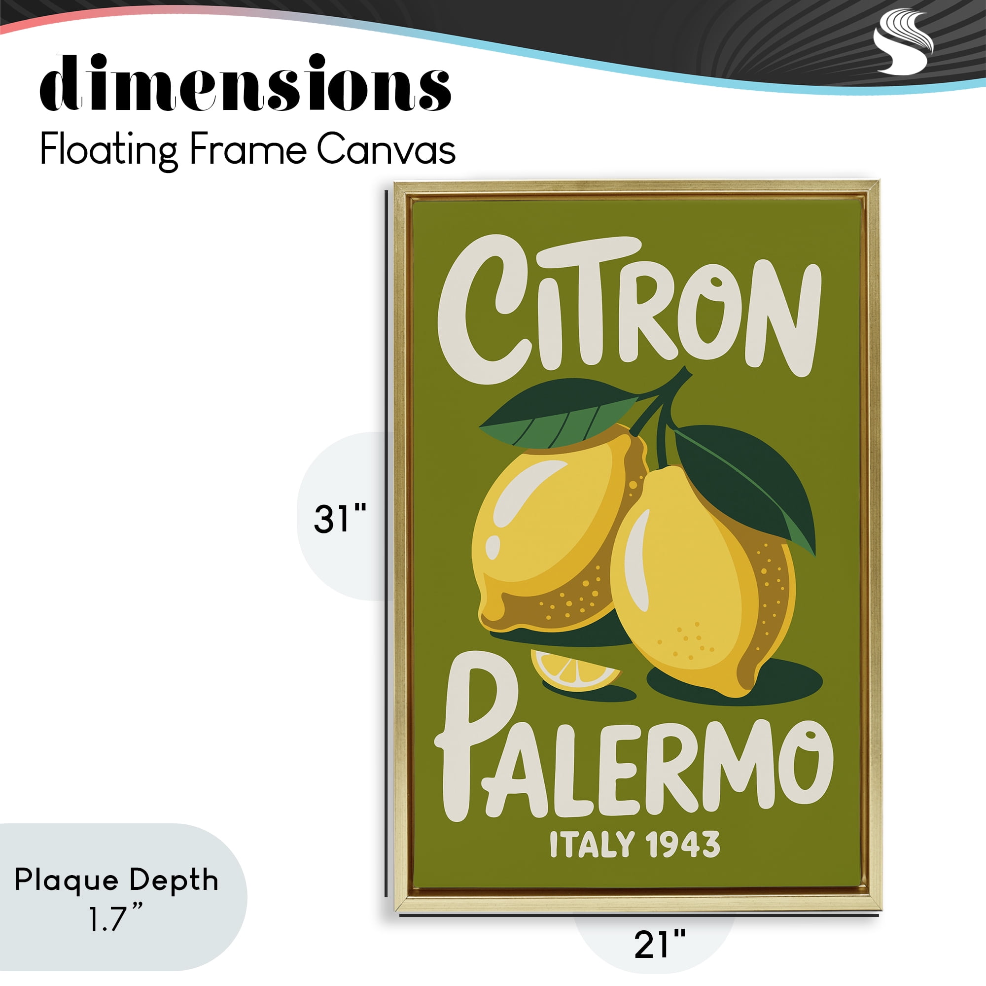 Stupell Industries Citron Palermo Lemons Gold Framed Floater Canvas Wall Art, design by Andreas Magnusson
