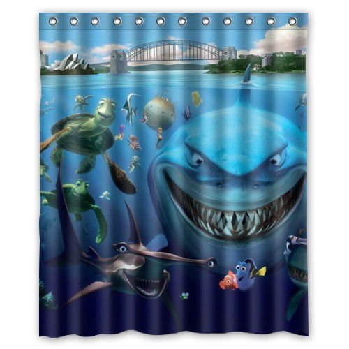 TOUXIHAA Finding Nemo Shark Shower Curtain Bathroom Curtain Set with Hooks Size 60x72 inches