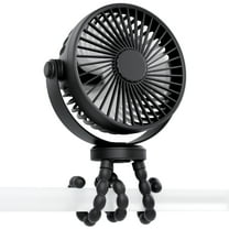 Betahouse Portable Stroller Fan, Small Battery Powered Fan w/ 360° Rotation, 3-Speed, Rechargebale Mini Personal Fan, Stroller Accessories Gift for Car Seat, Crib, Bike, Treadmill, Black