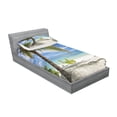 thumbnail image 2 of Ambesonne Tropical Fitted Sheet & Pillow Sham Set, Palm Trees Coastline, Twin, Coconut and Blue, 2 of 2