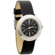 Women's Black Leather and Titanium Watch