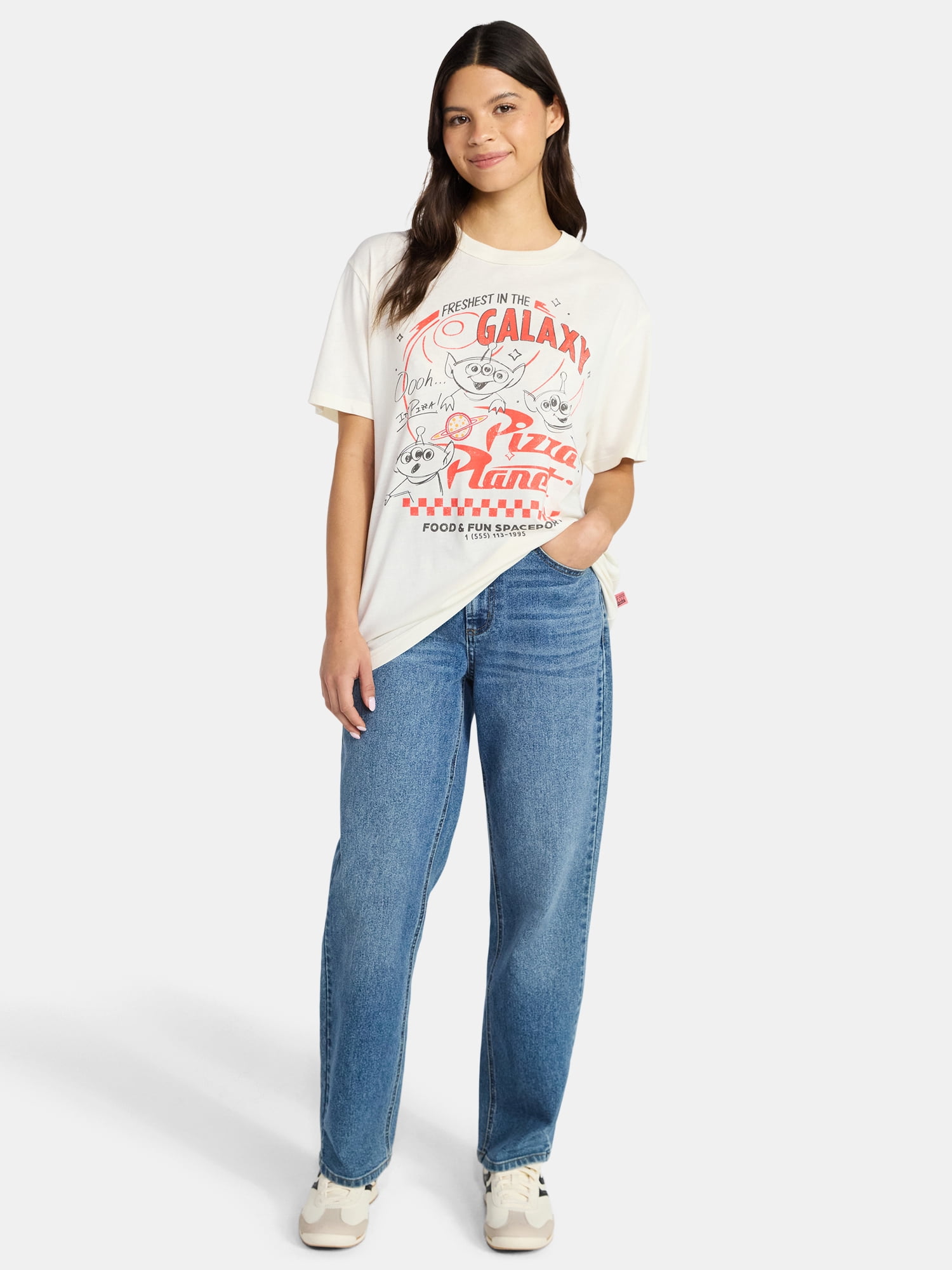 Toy Story Women's Pizza Planet Graphic Tee with Short Sleeves, Sizes XXS-XXL