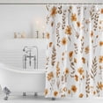 thumbnail image 2 of Polyester Fabric Brown Spring Floral Shower Curtain, Flowers Botanical Elegant Pastoral Waterproof Bathtub Curtain Bathroom Decor Set with Hooks 60 x 72 Inches, 2 of 6