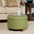 thumbnail image 3 of HomePop Grand Pouf de Rangement en Similicuir, Vert a, 3 of 5
