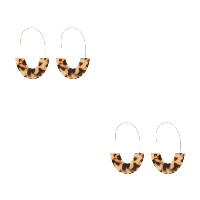 Aretes en forma de U Minnieouse 1 par con estampado de leopardo para niñas adolescentes Light Tortie CBP234268