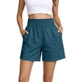 thumbnail image 2 of Nestiefly 2026 Linen Shorts for Women High Waisted Wide Leg Summer Casual Beach Vacation Bermuda Cropped Pants with Pockets Royal Blue XL, 2 of 9
