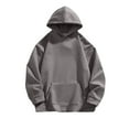 thumbnail image 4 of 50% Off Clear!Mens Sweatshirt Men's Solid Color Casual Fashion Sports Brief Pocket Long Sleeved Hooded Gift for Men,Dark Gray_L, 4 of 4