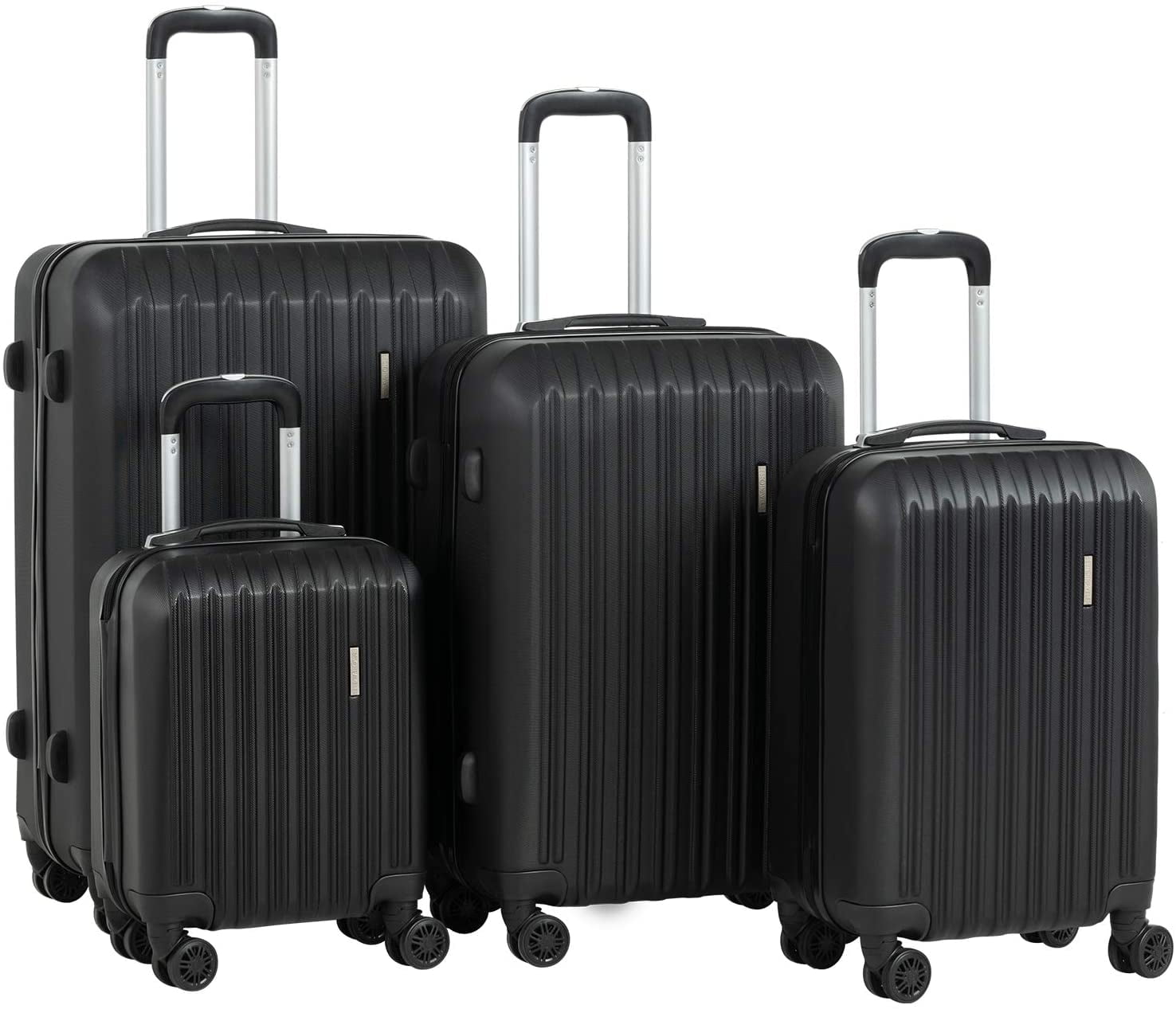 Murtisol 4 Pieces ABS Luggage Sets Hardside Spinner Lightweight Durable Spinner Suitcase 16 20 24 28,4PCS Black 
