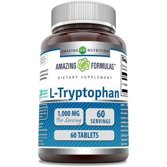 Amazing Formulas L-Tryptophan 1000mg Per Serving 60 Tablets Supplement | Non-GMO | Gluten Free