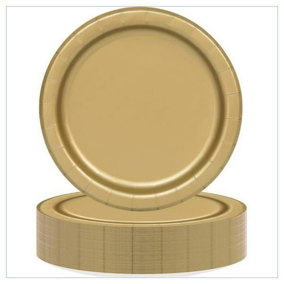 Assiettes plates rondes dorées Unique Industries de 23 cm (9 po), paquet de 55