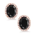 thumbnail image 2 of Gem Stone King 5.48 Ct Oval Black Sapphire 18K Rose Gold Plated Silver Earrings, 2 of 5