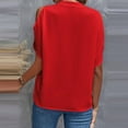 thumbnail image 6 of T Shirts For Women Womens Tops Solid Color V Neck Off The Shoulder Loose Chiffon T Top, 6 of 7