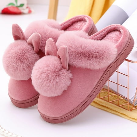 

slippers women s indoor winter home rabbit comfort shoe furry ears footwear slippers soft women s slipper